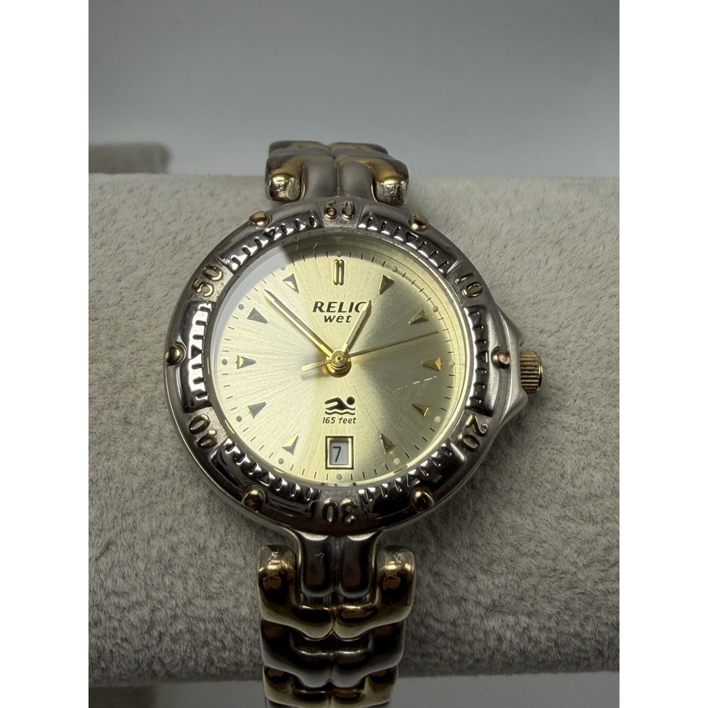 Relic Wet ZR11448 New Battery Ladies Watch 27MM 6.5" Two Tone